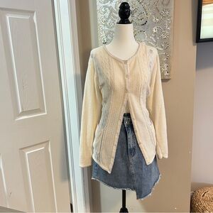 Cream Cable Knit Cottage Core Women's Sweater